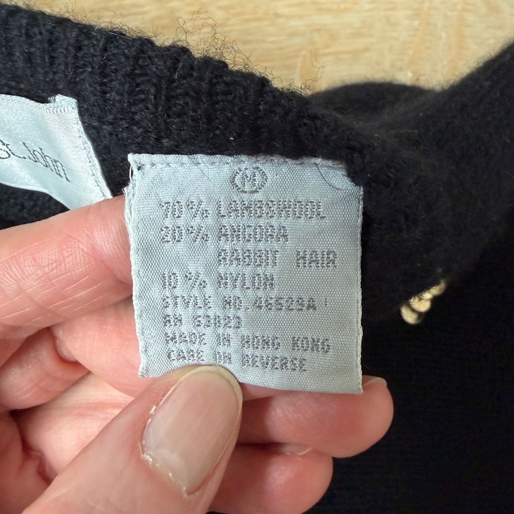 James St John Black Lambswool Angora Sweater Gold Sequin Detail Sz M Vintage*Q10 - Picture 5 of 5
